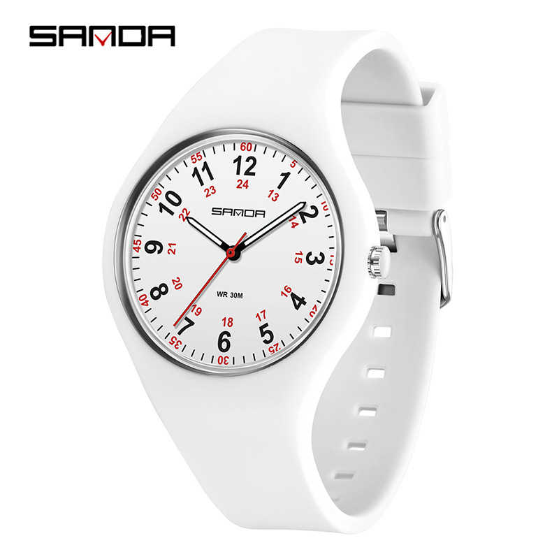 SANDA reloj femenino temperamento minimalista estudiantes de primaria luz nocturna impermeable silicona reloj de cuarzo reloj de comercio electrónico reloj en línea