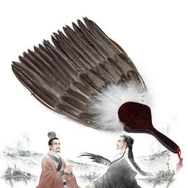 扇子古风鹅毛扇复古孔明扇诸葛亮扇子同款20根羽毛诸葛八卦扇