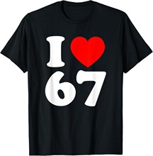 D 60137 I Love 67 Print Cotton T-Shirt ӡ��Բ��T��
