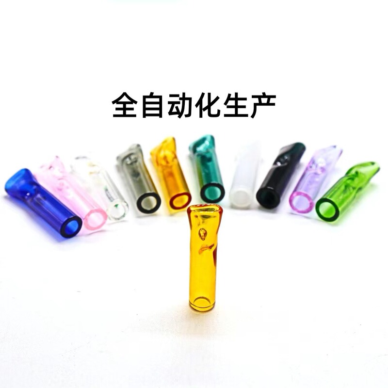 Cross-Border Wholesale High Borosilicate Glass Cigarette Holders, Easy to Clean, Transparent Colored Glass, Blister Tray Packaging