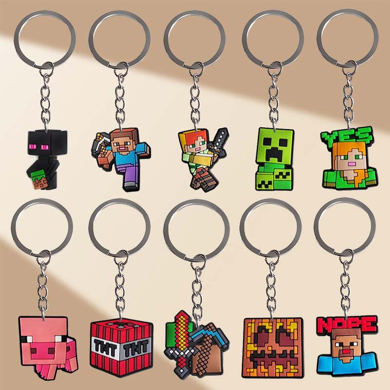 Minecraft キーホルダーシリーズ漫画アクセサリー PVC ソフトラバーキーホルダーバッグペンダント小さなスクールバッグキーホルダー|undefined