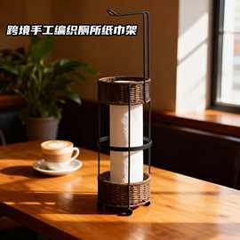 跨境手工编织卫生间厕所厨房纸巾架 浴室可移动免打孔立式纸巾架