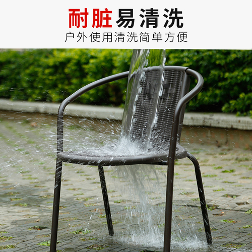 Outdoor table and chair set with umbrella rattan chair, three-piece outdoor chair, balcony outdoor furniture, small tea table, wrought iron courtyard table and chair