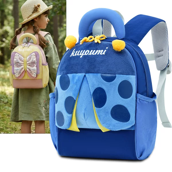 New Kindergarten Backpack for Boys and Girls, Cute Children's Small Backpack for Outings, Baby Double-Shoulder Backpack, Gift with Butterfly Design