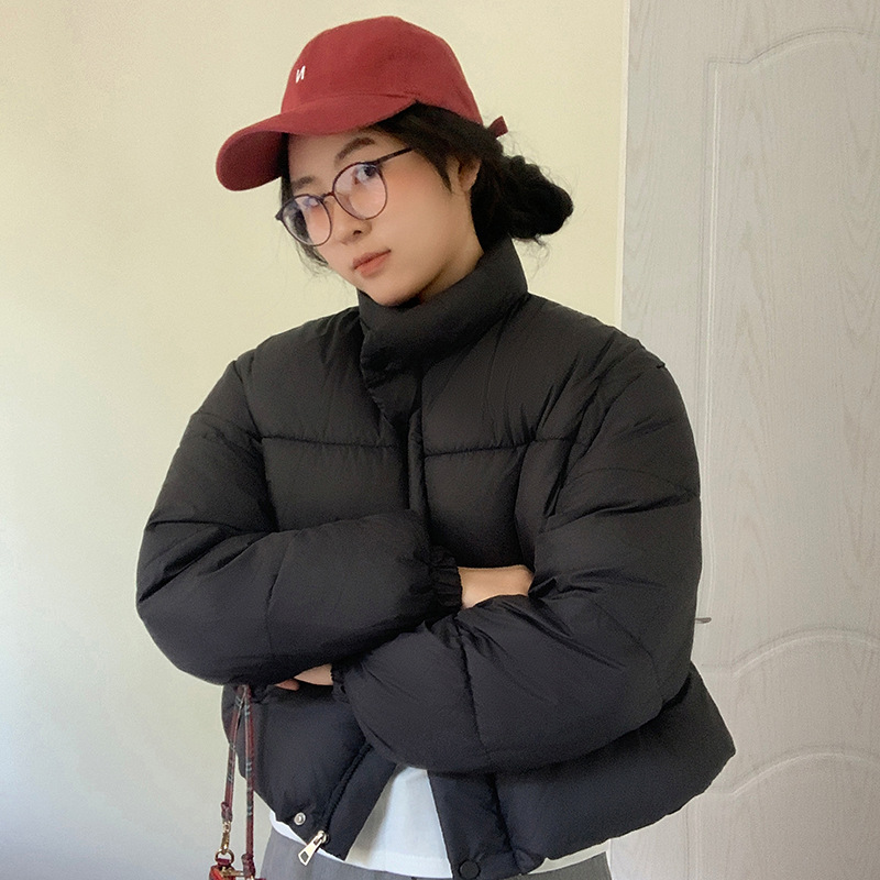 Mangas desmontables dos vestidos de algodón abrigo de ropa de algodón de invierno corto de 2024 nueva chaqueta de algodón cuello de pie ropa de pan grueso image 7