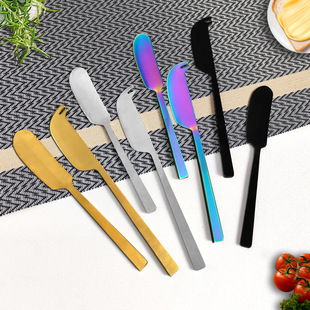 Factory direct stainless steel cheese knife butter knife golden cheese knife and fork bread baking tools cross-border wholesale