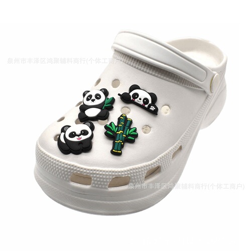 Cartoon Panda Shoes Hole Hole Shoes Accessory DIY Removable Lazy Person Shoelace Clips Slippers Shoelace Decorative Clips Cross-border