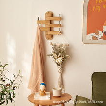 木制简约壁挂架可旋转玄关墙壁收纳架雨伞包包架客厅卧室挂衣钩