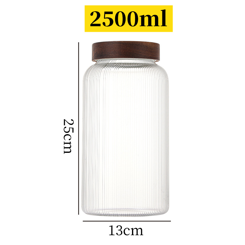 botella de embalaje de cáscara de naranja de gran capacidad alta borosilicato tanque de almacenamiento de vidrio sellado granos gruesos frutas secas jarro de té tapa de madera acacia