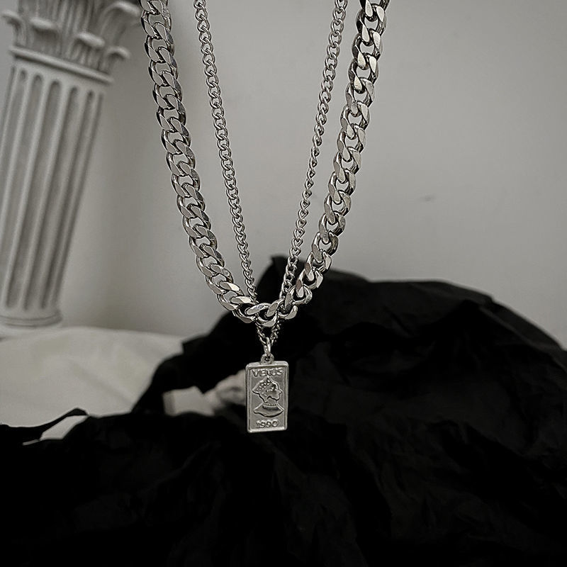 Double Layer Cuban Link Necklace For Men And Women Minimalist_voghion.com