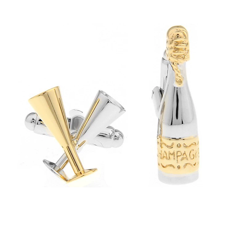 Медная золотая бутылка пива бокал с запонками