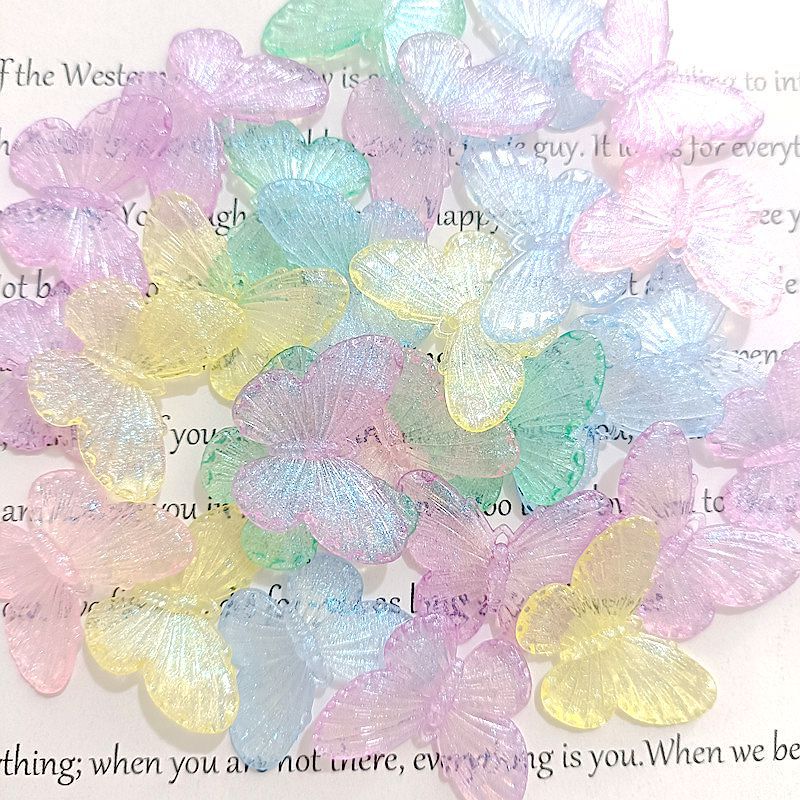 Transparent glitter laser 3D butterfly colorful acrylic butterfly jewelry hole shoes cream glue diy handmade