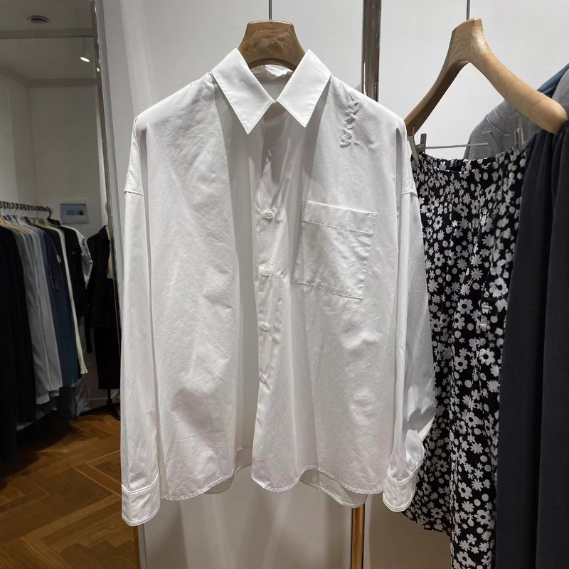 On the new 25 spring Mar ~ high density cotton hand sewing logo logo shirt