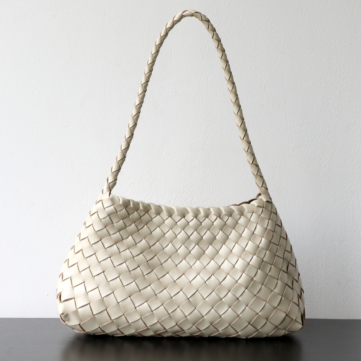 Niche Luxury Hand-Woven Top Grain Cowhide Leather French Vintage Basket Bag Genuine Leather Handbag Underarm Bag - Thumbnail 8