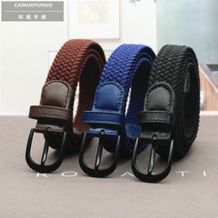 New Women's Woven Belt Casual Elastic Canvas Buckle Versatile Belt Student Children Belt