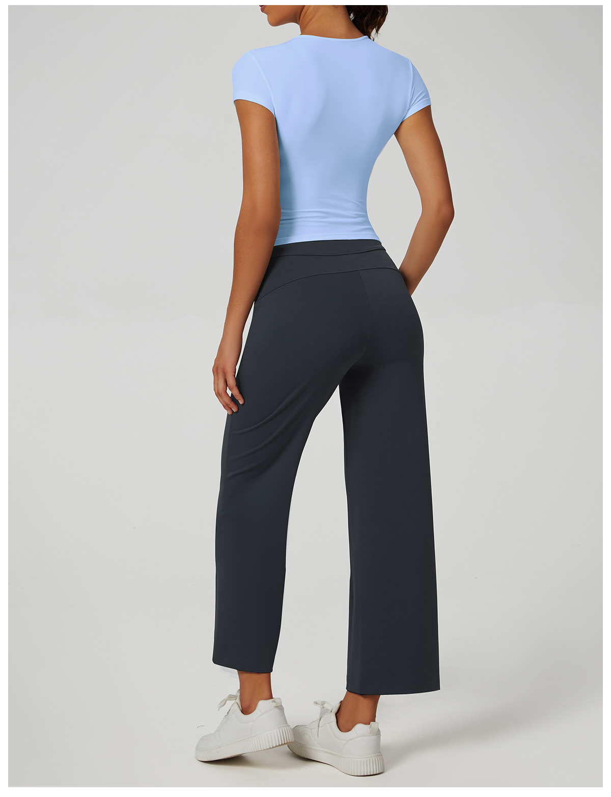 Quick Drying Solid Color T-Shirt Short Sleeved Fitness Top For Yoga Outdoor Running European American Style Tight Fitting Sports Wear_voghion.com