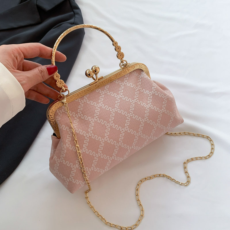 Cadena de moda rombo bolsa de concha ins moda perla cerradura noche bolsa de estilo fragante hombro crossbody bolsa de aspecto alto