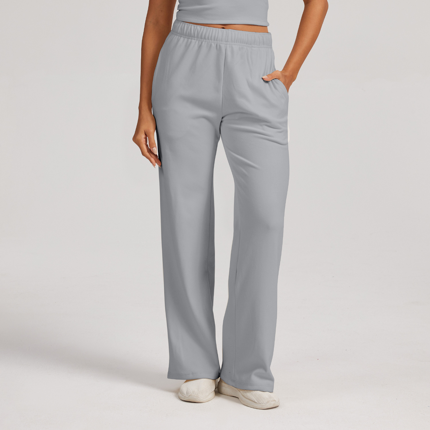 Europa y Estados Unidos transfronterizos de lana alemana de cintura alta y pantalones deportivos sueltos, pantalones casuales de piernas anchas, rectos, pantalones deportivos universales para mujeres