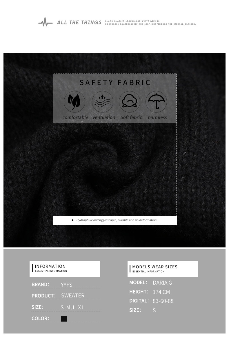 Pullover maglione a maniche lunghe patchwork in pizzo nero con scollo a V_voghion.com