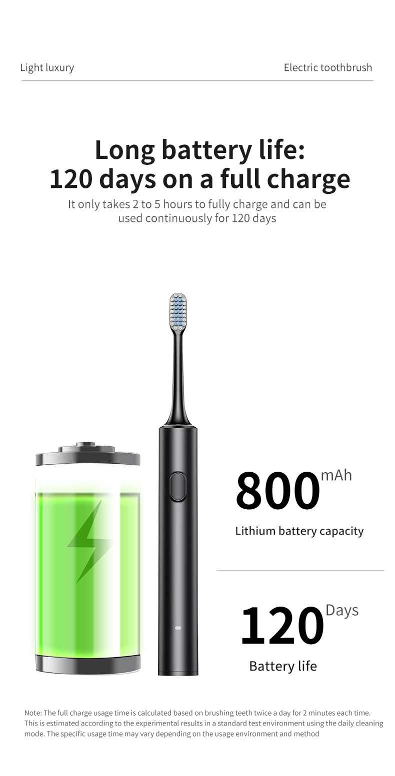 Brosse à dents électrique pour adultes – 5 modes, 30 000 à 39 999 vibrations/min, poils ultra-doux, autonomie de plus de 50 jours, chargement USB_voghion.com