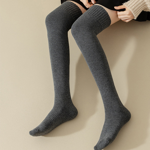 Women's Knee-high Winter Thick Warm Sock with Ribbed Top, JK Long Socks, Solid Color, Slimming Knee-high Long Socks, Wholesale