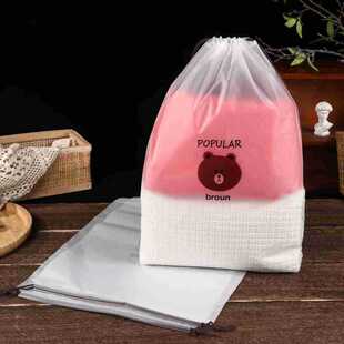 Cute Bear Color Printed PE Drawstring Pocket Pants Home Clothing Intimates Storage Bag Plastic Frosted Dustproof Shoe Drawstring Bag