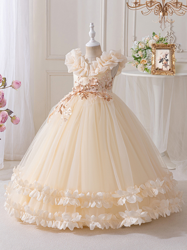 Nuevos vestidos para niños europeos y americanos, vestidos de piano, vestidos de niña de las flores, vestidos de princesa, vestidos de novia hinchados, kids dress
