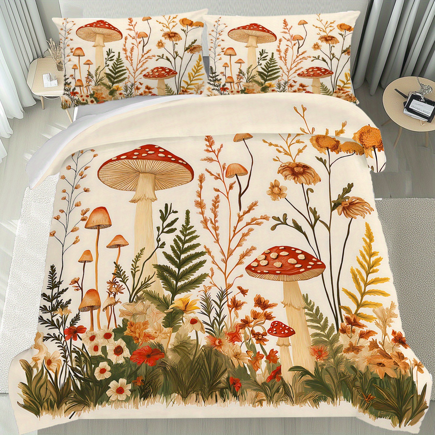 TEMU / JIT textil doméstico molido impresión digital de color iluminante set de colcha con patrón forestal para diseñar