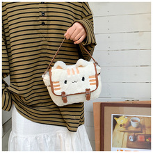 新款大容量可爱猫咪毛绒玩偶包少女卡通单肩包休闲百搭腋下斜挎包
