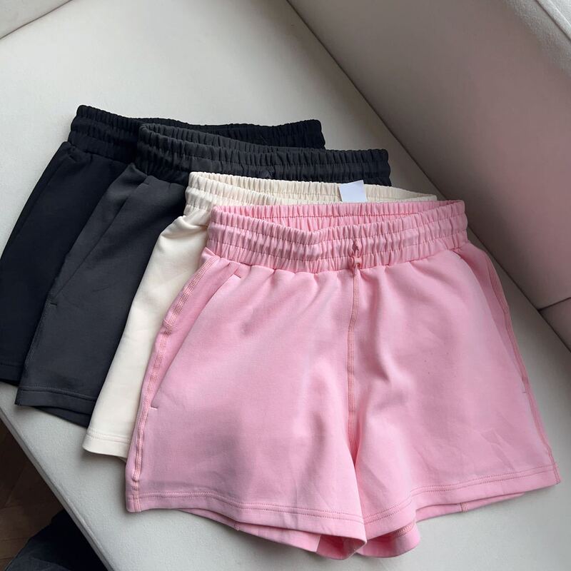Summer High-Waisted Yoga Quick-Drying Air Cotton Drawstring Casual Women's European and American Fitness Sports Shorts White Black Hot Pants Summer High-Waisted Yoga Quick-Drying Air Cotton Drawstring Casual Women's European and American Fitness Sports Shorts White Black Hot Pants