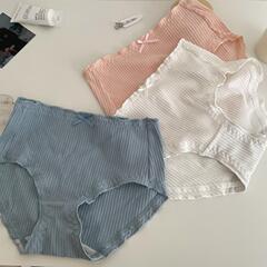 甜美風內褲女螺紋棉木耳邊純色純棉內褲女中腰包臀舒適透氣