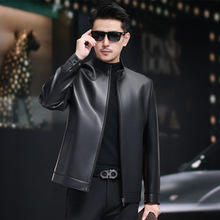 工厂价头层纯羊皮真皮皮衣男士轻奢高档休闲夹克立领爸爸男装外套