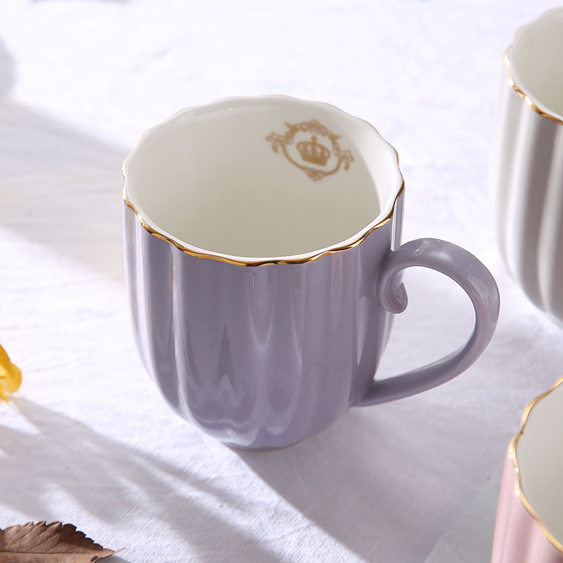 BG54陶瓷ins风情侣杯子可爱女生办公室茶杯水杯家用紫色咖啡杯马