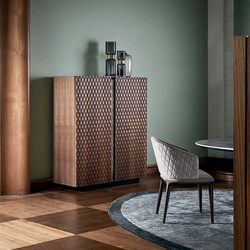 Italian-Style Modern Light Luxury Solid Wood Wine Cabinet, High-End Villa Living Room Creative Sideboard, Designer Storage Cabinet