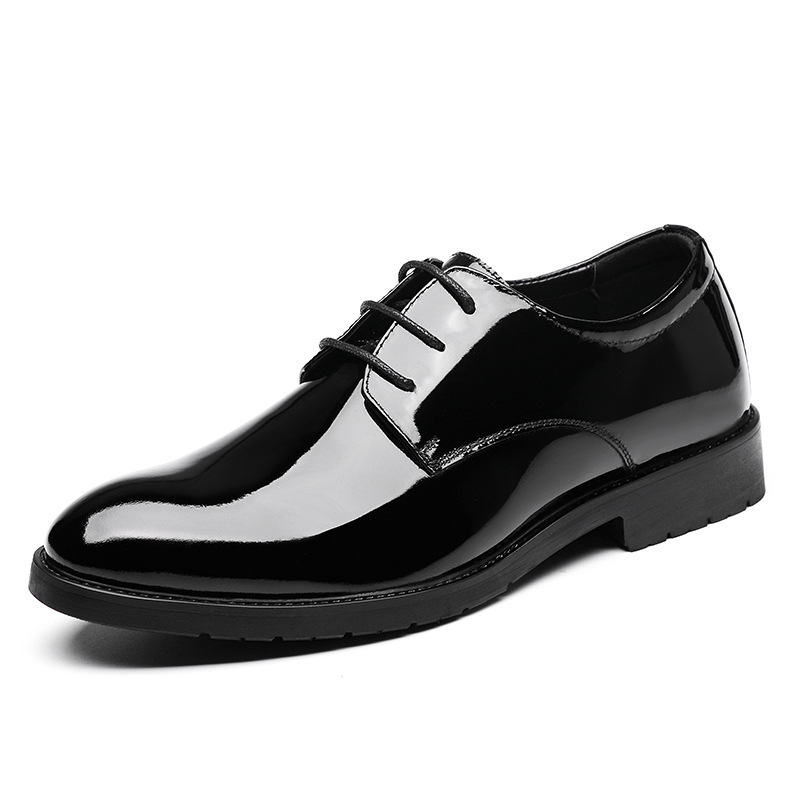 Nuevos zapatos de cuero formales de cuero brillante de charol de los hombres de negocios estilo británico dedo del pie puntiagudo banquete de boda rendimiento de cuero genuino zapatos de los hombres de moda image 5