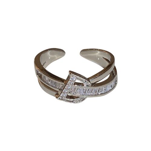 Silver D letter pig nose ring women's niche fashion personality open index finger ring cold style light luxury slightly set ring