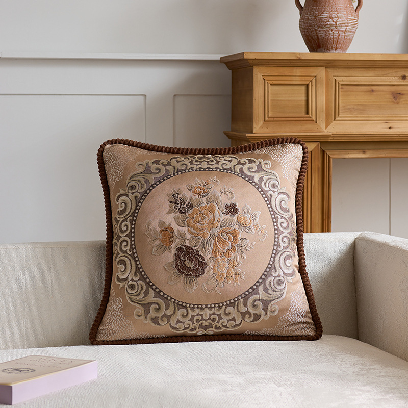 Almohada clásica simple y de alta gama Almohada ligera de lujo Tela antigua Cama Sala de estar Sofá Funda de almohada Cojín con núcleo