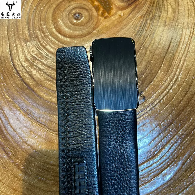 名匠男士真皮皮带高级感自动扣腰带简约商务合金软牛皮带男