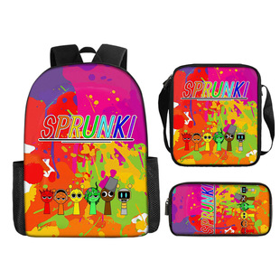 Rhythm Box Backpack Sprunki 16inch Single Layer Backpack Large Capacity Student Children's School Bag Cross-Border Hot Sale