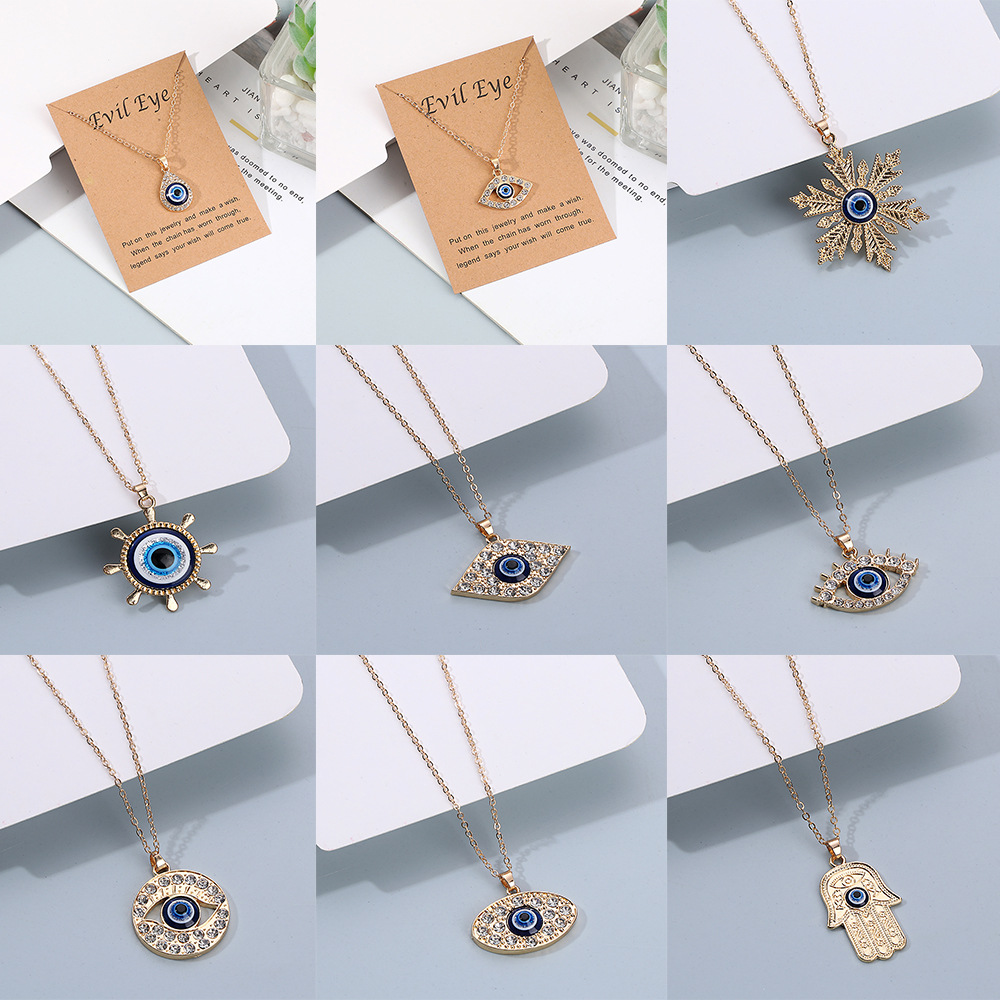 European and American cross-border alloy Turkish blue eyes pendant necklace Devil's Eye necklace women's foreign trade necklace