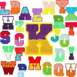 26个彩色英文字母刺绣布贴服装辅料毛巾绣补丁贴电脑绣花标刺绣贴