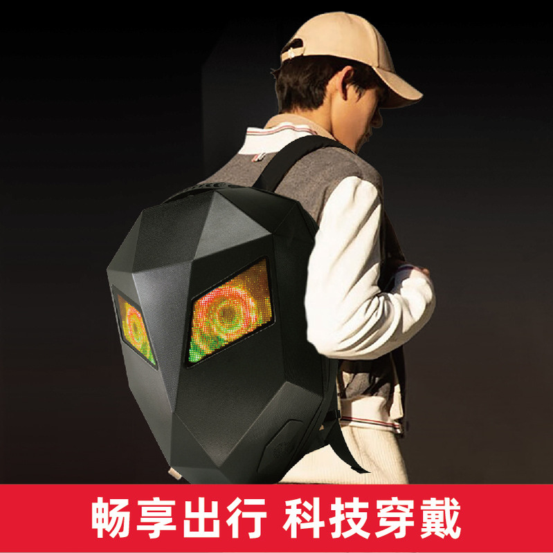 Loy Cross-Border Led Audio Bag Luminous Eyes Cycling Smart Backpack Trendyy Cool Motorcycle Helmet Source Manufacturer