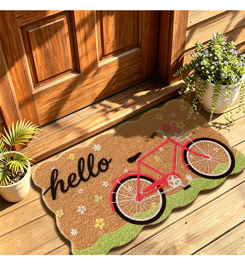 American-style imitation coconut palm fiber doormat, thickened entrance mat, coconut fiber print, outdoor dirt-resistant and non-slip floor mat