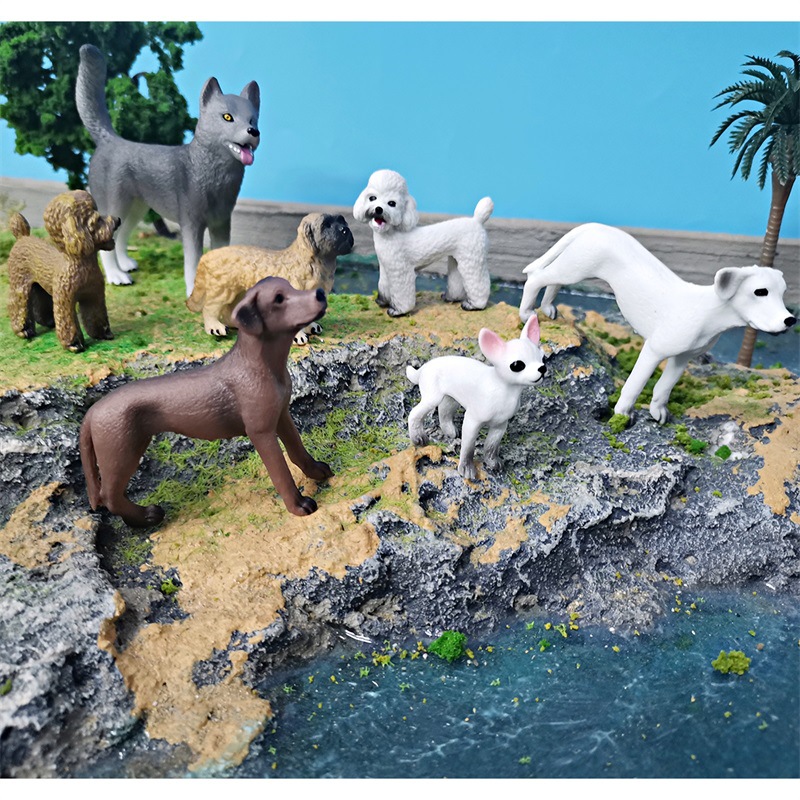 Simulación transfronteriza perro de mascota modelo animal pastoral perro caniche Chihuahua León perro de caza juguete decoración estática