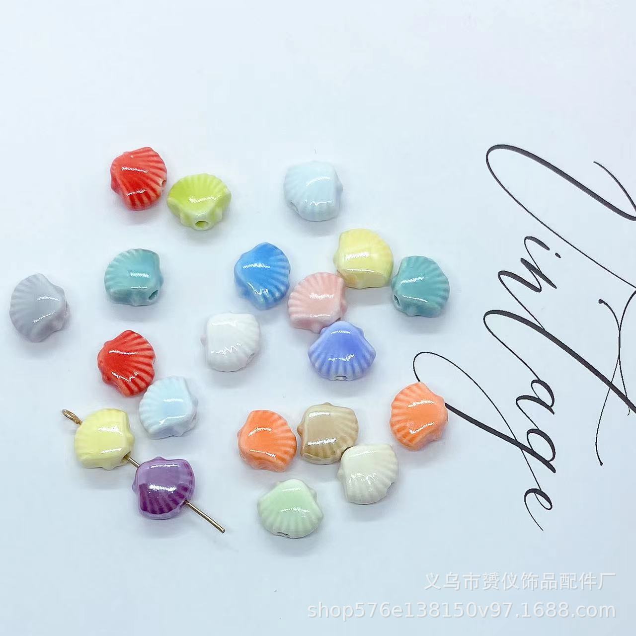 貝殻陶磁器散珠diyマカロン手作りアクセサリーブレスレットネックレス耳飾りビーズ部品材料卸売り
