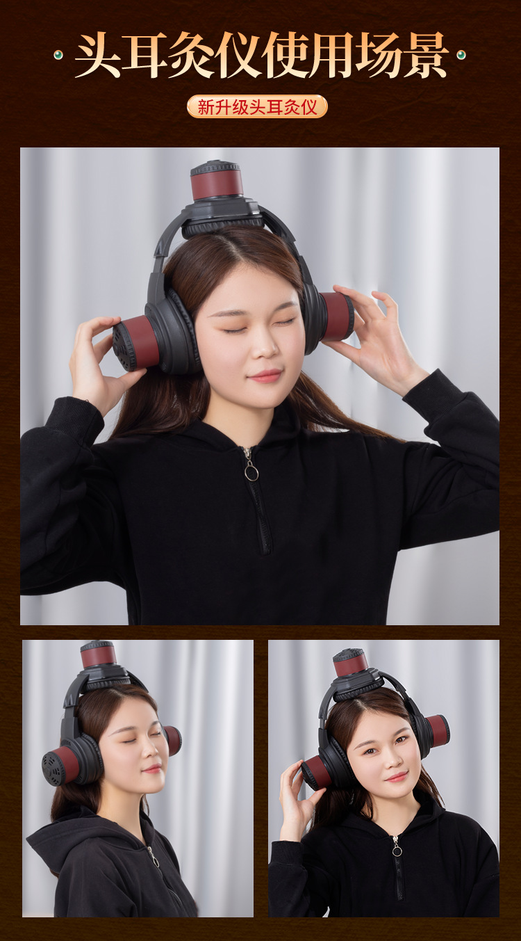 Ear and Head Moxibustion Device with 30 Moxa Sticks and Brush for Baihui Point Wellness in use
