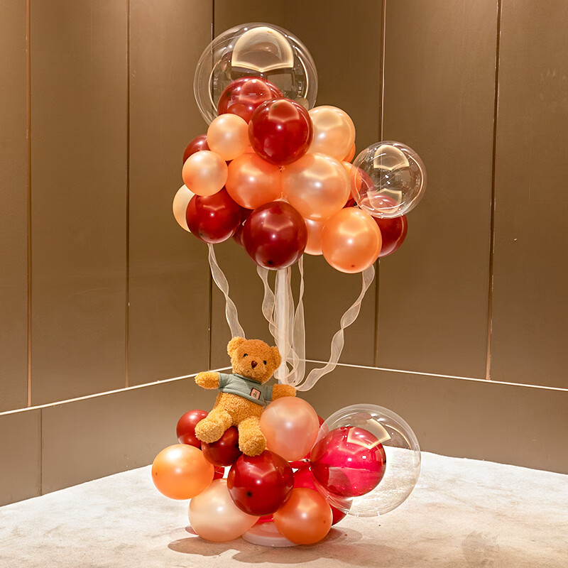 Vino tinto champán oso dorado poste de globo