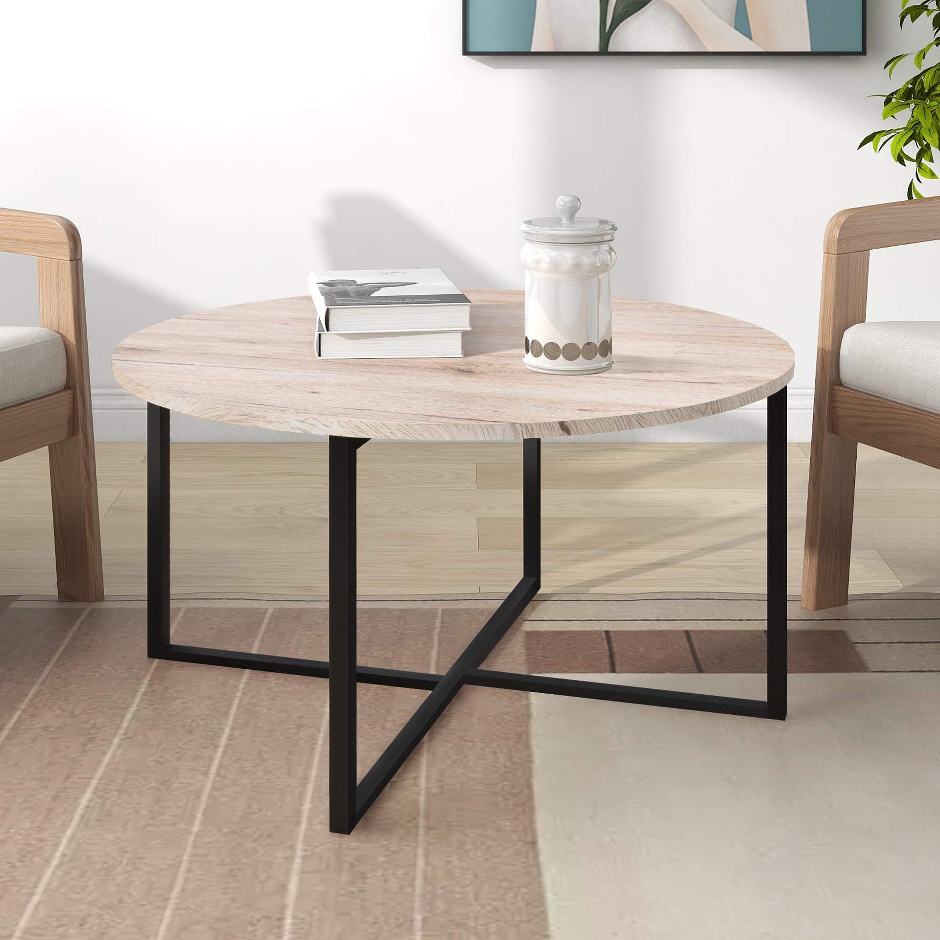 Mesa de té lujosa mesa de sofá de sala de estar alta sensación redonda mesa de café de madera sólida mesa de café de madera