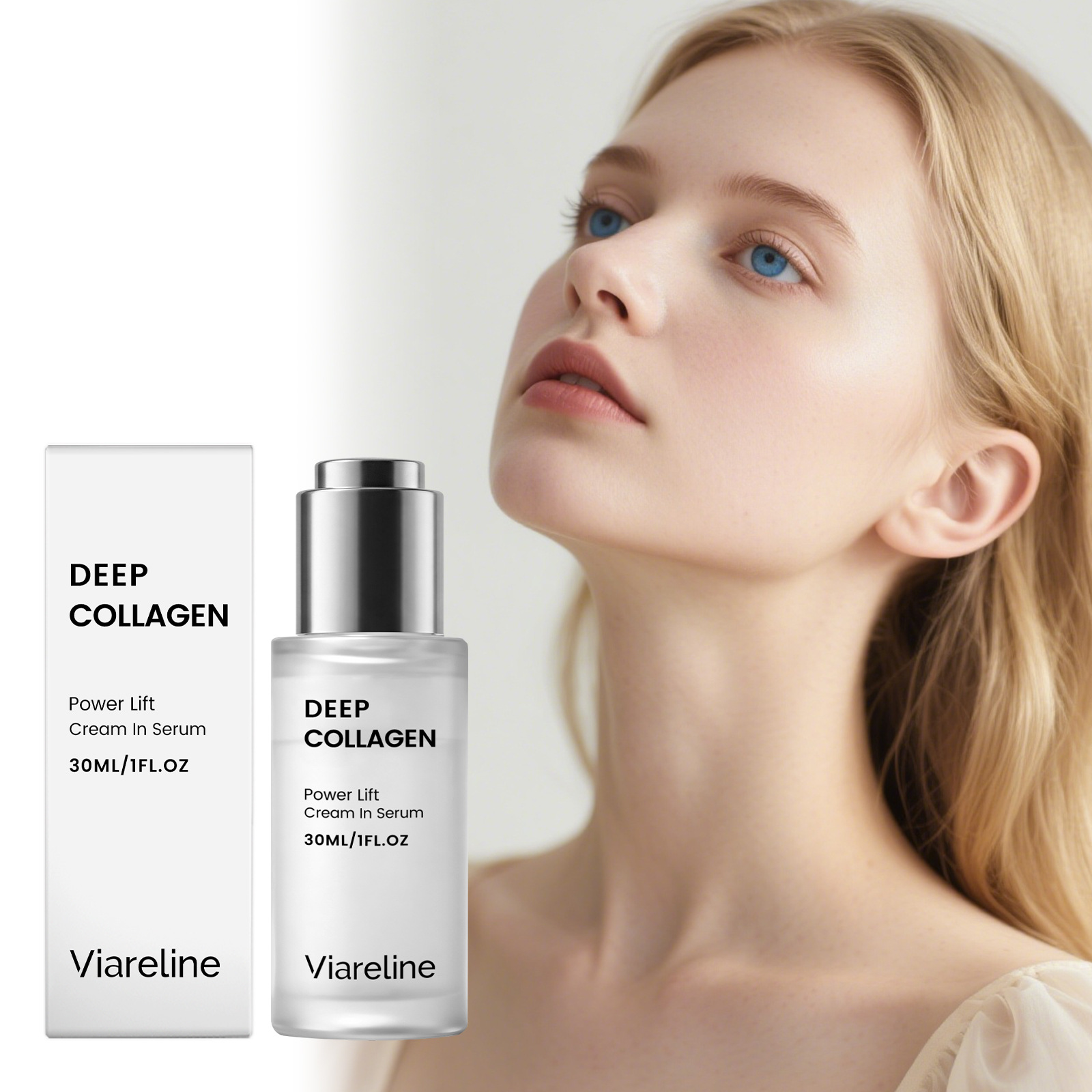 VIARELINE 胶原蛋白精华液滋润保湿肌肤细纹滋养日常便捷面部护理