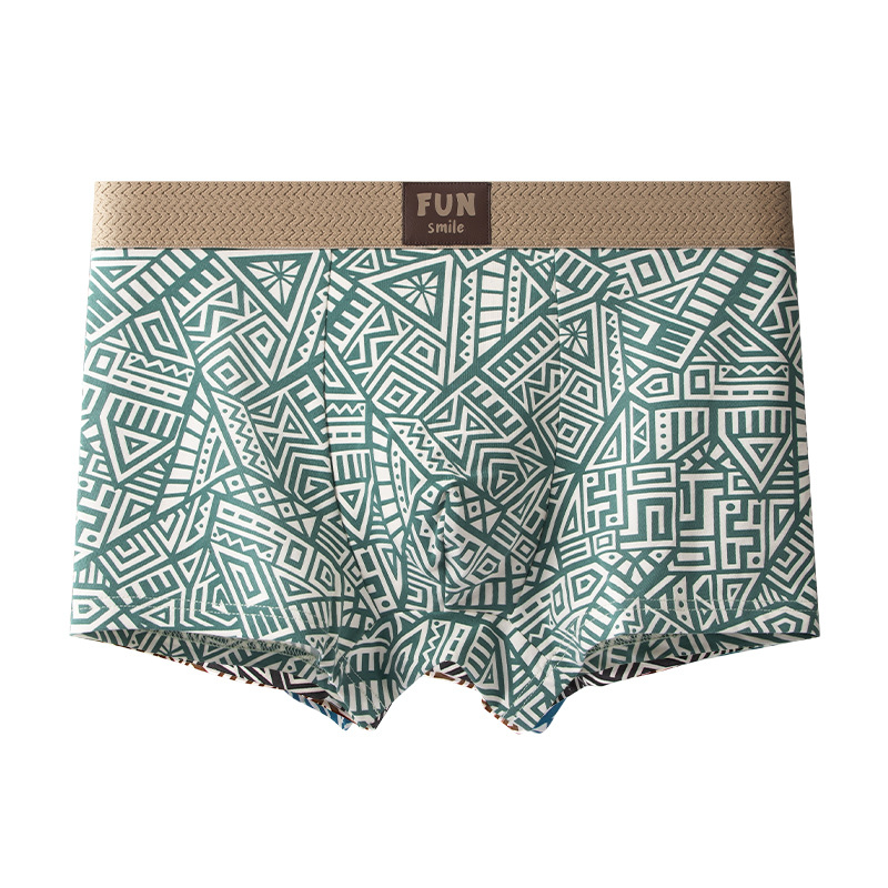 Calzoncillos de algodón para hombres de estilo étnico calzoncillos tipo bóxer con estampado geométrico pantalones de cuatro esquinas transpirables de verano pantalones sueltos y cómodos